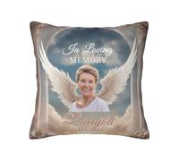 Certykllp Cuscino commemorativo personalizzato con nome dell'immagine per la perdita dei propri cari, regalo per lutto, foto personalizzata, cuscino per divano o divano, cuscino decorativo per la