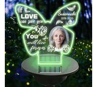 Certykllp Luci solari da giardino commemorative personalizzate per esterni, con nome della foto, decorazione per tomba, luci solari per regali di simpatia per la perdita della persona amata in memoria