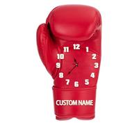 Certykllp Orologio da parete a forma di guantone da boxe rosso, con testo personalizzato, orologio da tavolo adatto per decorare salotti, sale studio, regalo per la festa del papà