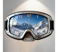 Certykllp Orologio da parete personalizzato con occhiali da sci 2D stampati in acrilico con nome, orologio da parete per sciatore, decorazione murale per sport estremi, sci alpino, regalo per gli