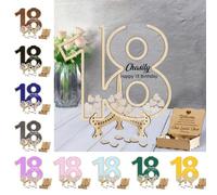 Certykllp Personalised 18th Birthday Guest Book Alternative 18 Birthday Party Decorations Custom Number 18 Drop Box Frame Guest Book Sign with 30-100 Wooden Hearts 18th Birthday Gifts