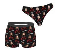 Certykllp Personalized Face Thongs for Couple Custom Valentines Face Boxer Briefs Couples Photo Underwear Set
