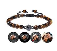 Certykllp Personalizzato occhio di tigre perline foto proiezione bracciale per gli uomini donne Bracciali personalizzati con immagine all'interno Regali personalizzati per papà marito fidanzato