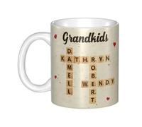 Certykllp Tazza da caffè personalizzata con scritta "Grandkids Make Life Grand Crossword", idea regalo per nonni e parole crociate
