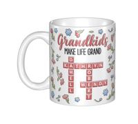 Certykllp Tazza da caffè personalizzata con scritta "Grandkids Make Life Grand Crossword", idea regalo per nonni e parole crociate