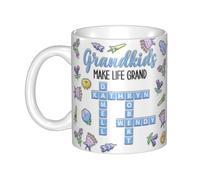 Certykllp Tazza da caffè personalizzata con scritta "Grandkids Make Life Grand Crossword", idea regalo per nonni e parole crociate