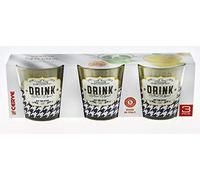 Cerve Drink 3 Bicchieri, Vetro, Multicolore, 8.5 x 8.5 x 9 cm