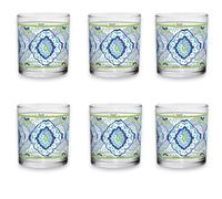 Cerve Set 6 Bicchieri in Vetro Everyday Multicolore, capacità 220 ml,Trasparente, Linea POMPEI, per Acqua e Bevande, Lavorazione Italiana decoro Limoni, Ideale Casa Confezione 6 pezzi