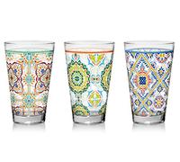 CERVE Set di 3 calici per acqua/succhi decorati, Valencia, 31 cl, decorati