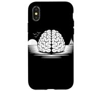 Cervello Isola Tramonto Mare Barca a Vela Arte Custodia per iPhone X/XS