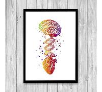 Cervello umano Cuore DNA Molecola Acquerello Arte Stampa Filosofia Psicologia Anatomia Arte Astratta Wall Art Infermiera Medico Laurea Regalo