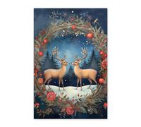 Cervi Nella Neve Cartelli Metallo Vintage Targa In Metallo Retrò Poster Metal Per Ristorante Bagno Cafe S