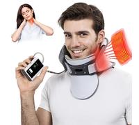 Cervical Neck Traction Device, Hot Compress Inflatable Cervical Vertebra Tractor Support Stretcher Posture Corrector Cervical Collar, Electric Air Pump Neck Stretcher for Cervical Pain Relief