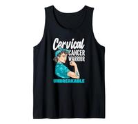 Cervicale Cancer Warrior Unbreakable Strong Woman Teal Ribbon Canotta