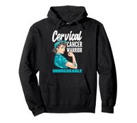 Cervicale Cancer Warrior Unbreakable Strong Woman Teal Ribbon Felpa con Cappuccio