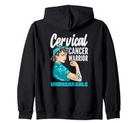 Cervicale Cancer Warrior Unbreakable Strong Woman Teal Ribbon Felpa con Cappuccio