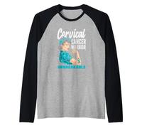 Cervicale Cancer Warrior Unbreakable Strong Woman Teal Ribbon Maglia con Maniche Raglan