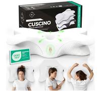 CERVICALFLEX Cuscino Cervicale per Dormire in Memory Foam Comodo Fin dalla Prima Notte - Cuscino Ortopedico Cervicale Ergonomico per Dormire di Lato o Supini Sfoderabile e Lavabile (Bianco)