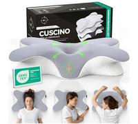 CERVICALFLEX Cuscino Cervicale per Dormire in Memory Foam Comodo Fin dalla Prima Notte - Cuscino Ortopedico Cervicale Ergonomico per Dormire di Lato o Supini Sfoderabile e Lavabile (Chiaro)