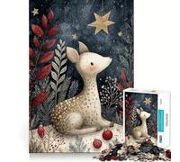 Cervo ad acquerello nella foresta invernale Puzzle da 1000 pezzi Gioco di sfida mentale Taglio di precisione Divertente sfida per il tempo di attesa (38x52cm)