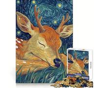 Cervo addormentato sotto una notte stellata - Puzzle da 1000 pezzi per adolescenti - Gioco di logica solido - Divertimento rilassante - Taglio di precisione - Articolo dei desideri di Babbo Natale