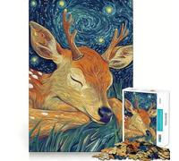 Cervo addormentato sotto una notte stellata - Puzzle da 1000 pezzi per adolescenti - Gioco di logica solido - Divertimento rilassante - Taglio di precisione - Articolo dei desideri di Babbo Natale