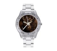 Cervo Animale Cranio Antler Caccia Orologi Da Uomo In Acciaio Inox Cinturino Orologio Analogico Al Quarzo Orologio Da, Stile:, regular