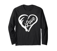 Cervo Antler & Fishing Hook Heart - Fisherman Hunter Maglia a Manica