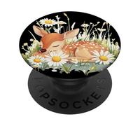 Cervo assonnato nel prato per la stagione delle margherite PopSockets PopGrip Adesivo