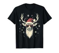Cervo Babbo Natale Cappello Divertente Carino Animale Caccia Cacciatore Natale Maglietta