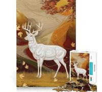 Cervo bianco in autunno Puzzle da 1000 pezzi per ragazzi Gioco stimolante per la mente Incastri precisi Senza spazi vuoti Attività rilassante di gruppo al chiuso (38x26cm)