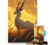 Cervo bianco nel fuoco Puzzle da 1000 pezzi per adolescenti Stimola la mente Divertimento Taglio di precisione Attività rilassante Pausa mentale (38x52cm)