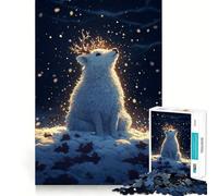 Cervo bianco nella neve Puzzle da 1000 pezzi per ragazzi Stimola la mente Divertimento Taglio di precisione Attività rilassante Pausa mentale (38x52cm)