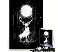Cervo bianco sotto la luna piena, puzzle da 1000 pezzi per adulti, stimolante per la mente, ideale per una fuga rilassante, con bordi definiti e un tocco creativo (50x75cm)