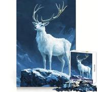 Cervo bianco tra le montagne innevate - Puzzle da 1000 pezzi per adulti - Allenamento mentale, Fuga serena, Bordi definiti, Regalo creativo (38x26cm)