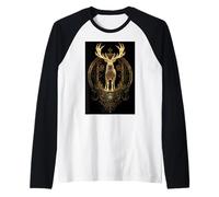 Cervo Cervo Foresta Grazia Guida Calma Antlers Natura Maglia con Maniche Raglan