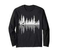 Cervo Che Cammina Attraverso la Foresta Buck Deer Riflessione Wilderness Maglia a Manica