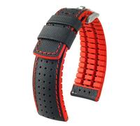 Cervo Cinturino Orologio Robby Vitello Caucciù Kern Nero Rosso 21 20 22 24mm