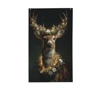 Cervo con ghirlande di Natale luci bandiere casa cortile, 0,9 x 1,5 m banner di auguri con occhielli interni ed esterni feste decorazioni per la casa