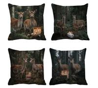 cervo Cuscini da Esterno 30x30 Set da 4 Federe Cuscini Divano Candele Copricuscini Velluto Copri Cuscino Divano, Impermeabili Copricuscino, Quadrato Cuscino Decorativo, Moderna Decorazione Casa t-487