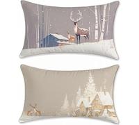 cervo Cuscini Divano 40x80 Set da 2 Lino Federa Cuscino inverno Copricuscini Divano, Copricuscino Antiacaro Cuscini Decorativi letto Rettangolari Copricuscini per Divani, per Decorazioni Casa s-559