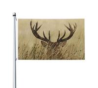 Cervo dalla coda bianca e cerbiatto nella natura selvaggia, bandiere da cervo, 152 cm x 91 cm con occhielli, bandiera personalizzata in poliestere