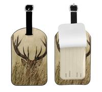 Cervo dalla coda bianca in un cervo selvatico,Etichette per bagagli in pelle PU, etichette per bagagli resistenti da viaggio, 2 pezzi