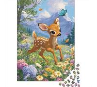 Cervo del Bosco Puzzle 1000 Pezzi Carta per Adulti Prato Fiorito Gioco di Puzzle 1000 Pezzi Relax Decorazione Casa Regalo Famiglia 52x38cm/1000pcs