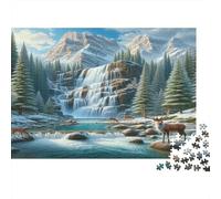 Cervo della cascata di montagna Puzzle 1000 Pezzi Carta riciclata per adulti Puzzle per adulti Gioco stimolante Impossibile difficile Ottima idea regalo per relax e creatività 70x50cm/1000pcs