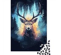 Cervo della foresta Arte Puzzle 1000 Pezzi Puzzle per Adulti Carta Foresta colorata Migliora concentrazione Decorazione casa Regalo famiglia 70x50cm/1000pcs