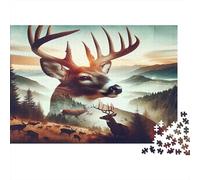 Cervo della Foresta Puzzle 1000 Pezzi Carta per Adulti Scenery di Montagna al Mattino Gioco di Puzzle 1000 Pezzi Relax Interazione Decorazione Regalo 70x50cm/1000pcs