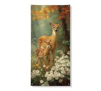 Cervo e crisantemo copertura della porta decorativo, rustico autunno fauna selvatica natura decorazione per porta d'ingresso, per interni ed esterni, autunno stagionale, forniture per festival, 91 x
