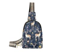 Cervo estetico alla moda blu navy piccole borse a tracolla carino crossover borse per le donne per l'escursionismo, Estetica Cervo Blu Navy