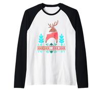 Cervo Floreale Ornamentale Folk Art Forest Maglia con Maniche Raglan